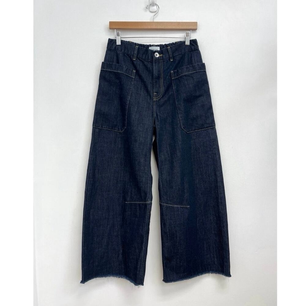 Everlane The Crafter Jean Utility Wide Leg Dark Indigo Patch Pockets MODIFIED 28